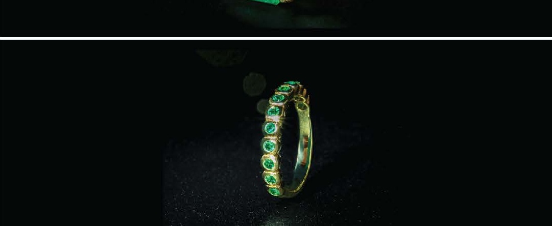Half Eternity Round Emerald Band in Yellow Gold