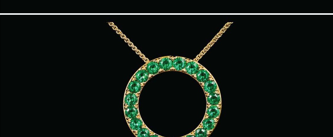 Emerald Eternity Circle Dije in Oro Amarillo
